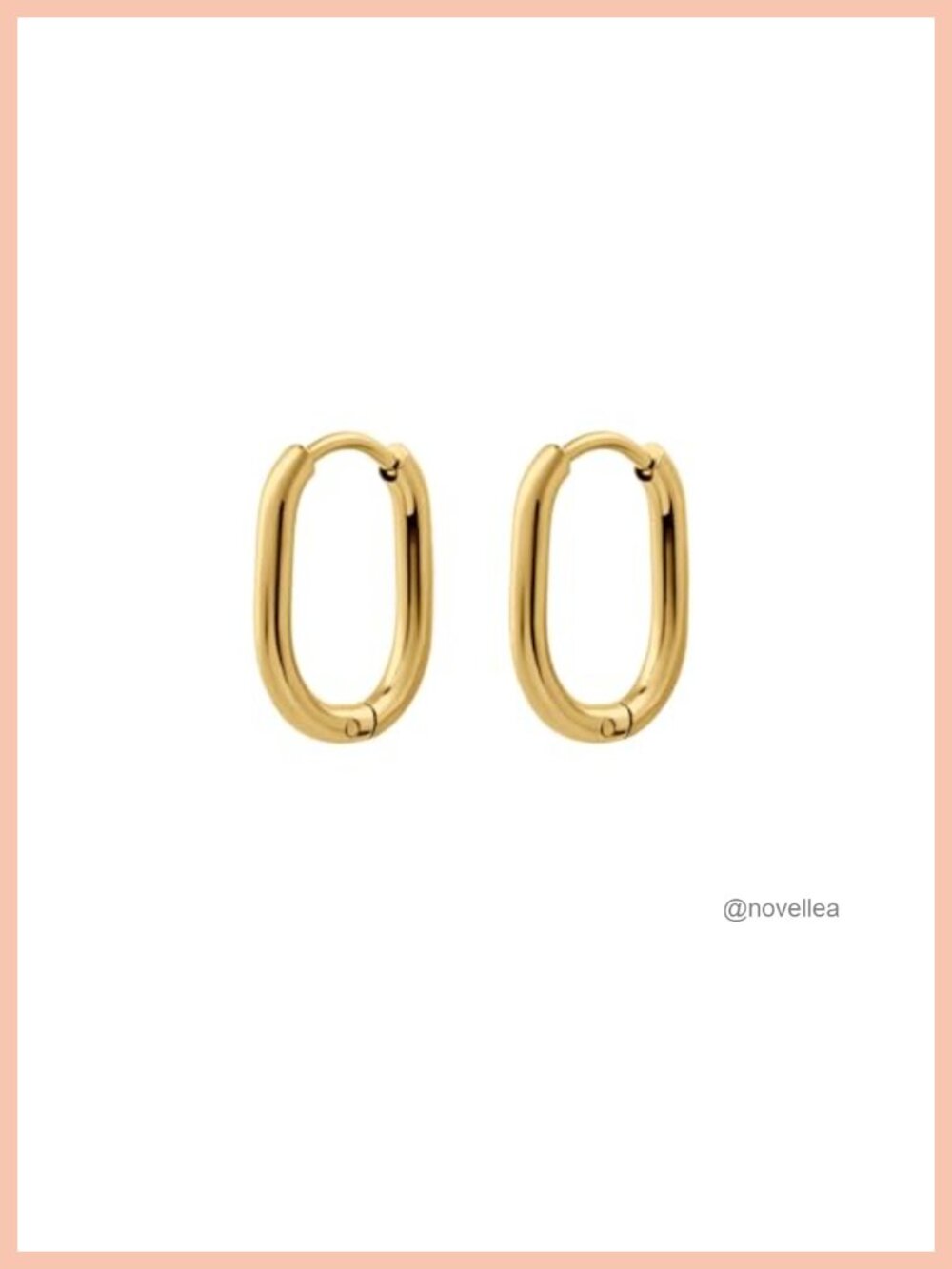 18k Gold PVD-Plated Stainless Steel Oval Hoop Earrings Hypoallergenic Women
